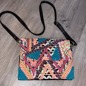 Neon boho colorful embroidered purse